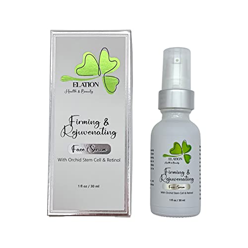 Elation Health & Beauty Firming and Rejuvenating Face Serum, Anti Aging Anti-Wrinkle Facial Serum made with Orchid Stem Cells, Liposomal Retinol, Hyaluronic Acid, Hemp Seed Oil, & Allantoin, 1 oz