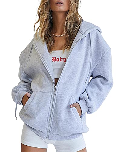 EFAN Women's Cute Hoodies Teen Girl Fall Jacket Oversized Sweatshirts Casual Drawstring Clothes Zip Up Y2K Hoodie with Pocket