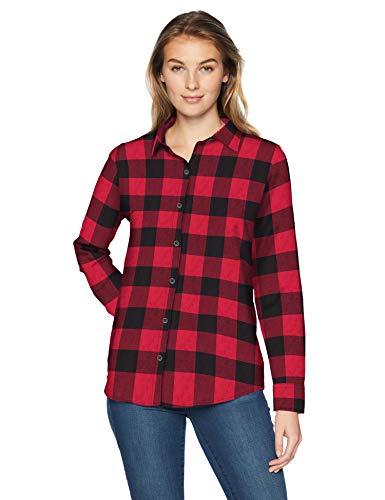 Amazon Essentials Women's Classic-Fit Long-Sleeve Lightweight Plaid Flannel Shirt