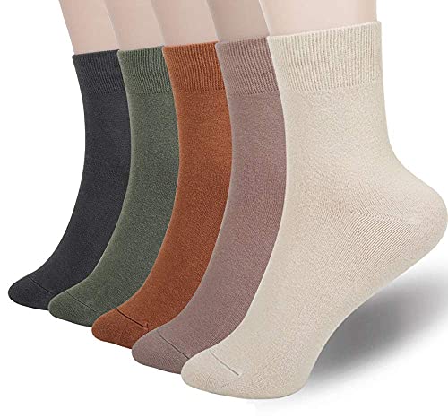 FGZ Women Thin Cotton Socks, Soft Cotton Bootie Socks Women Above Ankle Crew Socks 5 Pairs