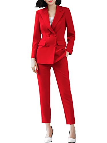 LISUEYNE Women’s Two Pieces Blazer Office Lady Suit Set Work Blazer Jacket and Pant