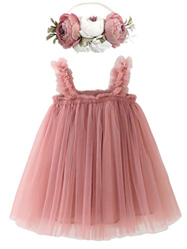 BGFKS Layered Tulle Tutu Dress for Toddler Girls,Baby Girl Rainbow Tutu Princess Skirt Set with Flower Headband.