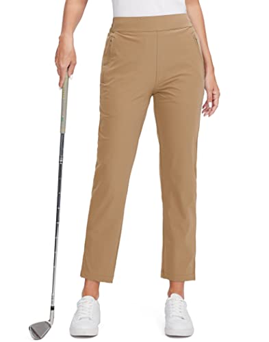 G Gradual Women's Golf Pants with Zipper Pockets Pull On Stretch Lightweight Quick Dry Ankle Pants for Women Travel Work