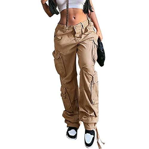 High Waist Baggy Cargo Jeans for Women Flap Pocket Relaxed Fit Straight Wide Leg Y2K Fashion Jeans