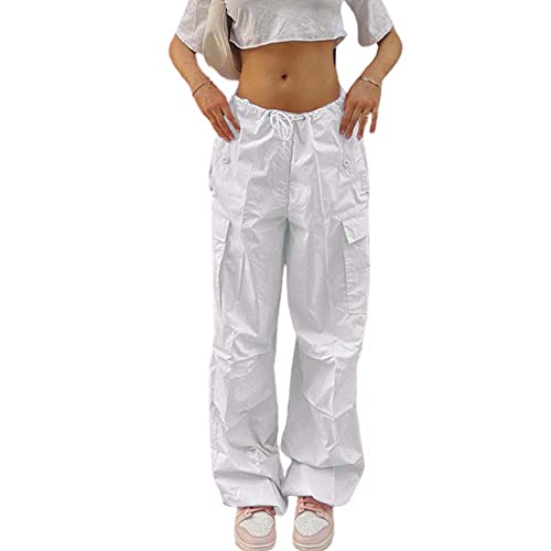 NHCDFA Parachute Pants for Women, Cargo Pants Women Baggy, Y2K Low Waist Wide Leg Baggy Pants