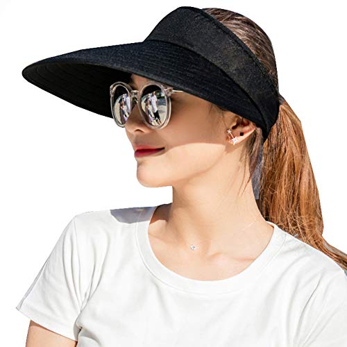 Sun Visor Hats Women Large Brim Summer UV Protection Beach Cap