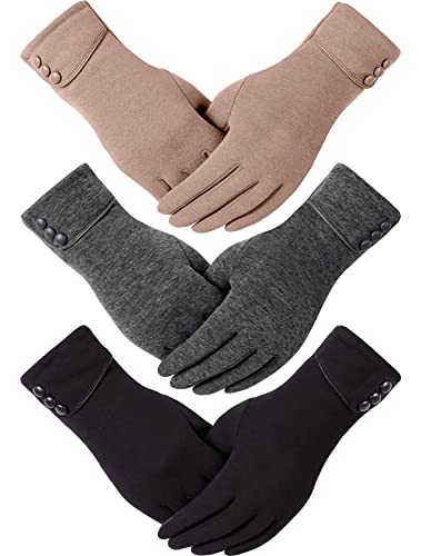 Dimore 3 Pairs Winter Gloves for Women Cold Weather Girls With Touch Screen Fingers Warm Thick Texting Bulk Wholesale