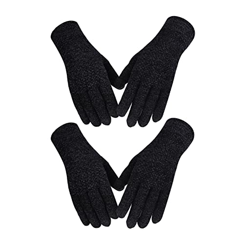 Evob 2 Pairs Women's Winter Gloves Touchscreen Texting Warm Gloves - Elastic Cuff - Chenille Knit Glove for Women