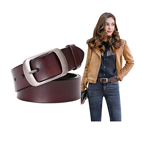 SUOSDEY Fashion Womens Genuine Leather Belt, Cowhide Waist Belt with Pin Buckle for Jeans Pants