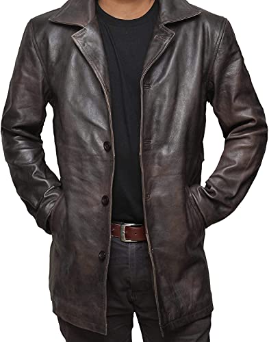 Brown Leather Jacket Men - Natural Distressed Leather Jackets for Men