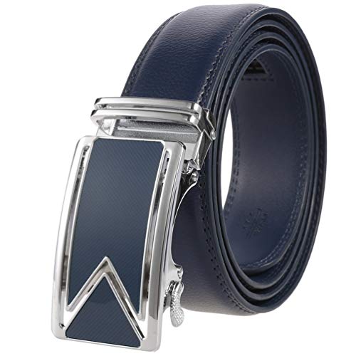 KJIEGBP Men's Belt,Men's Real Leather Ratchet Dress Belt with Automatic Buckle,Elegant Gift Box