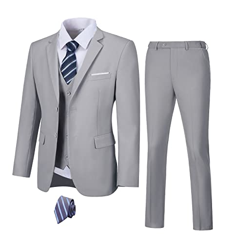 Men's Suits 3 Pieces Slim Fit Suit 2 Button Business Prom Formal Suit Blazer Jacket Vest Pants Set