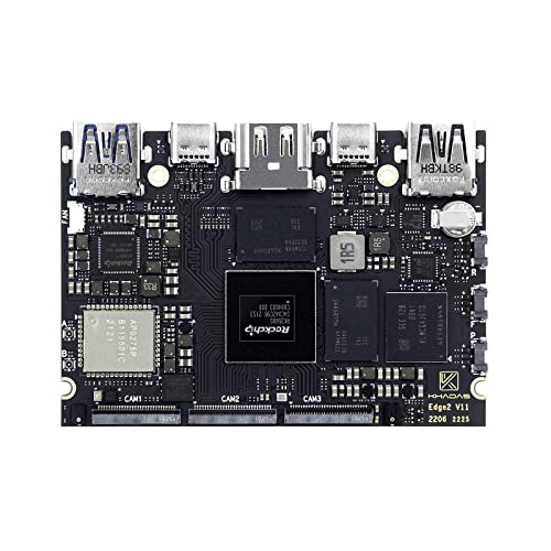 Mini PC, Khadas Edge2 RK3588S Single Board Computer with 8-core 64-bit CPU, ARM Mali-G610 MP4 GPU, 6 Tops AI NPU, Wi-Fi 6, Bluetooth 5.0, 8K HD Display & Decoder, 4K UI & 4 Independent Displays16+64GB