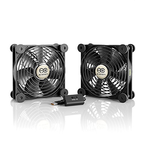 AC Infinity MULTIFAN S7, Quiet Dual 120mm USB Fan, UL-Certified for Receiver DVR Playstation Xbox Computer Cabinet Cooling