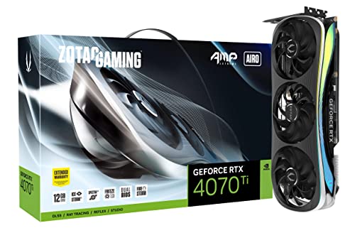 ZOTAC Gaming GeForce RTX 4070 Ti AMP Extreme AIRO DLSS 3 12GB GDDR6X 192-bit 21 Gbps PCIE 4.0 Gaming Graphics Card, IceStorm 2.0 Advanced Cooling, Spectra 2.0 RGB Lighting, ZT-D40710B-10P