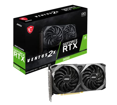 MSI Gaming GeForce RTX 3050 8GB GDRR6 128-Bit HDMI/DP PCIe 4 Torx Twin Fans Ampere OC Graphics Card (RTX 3050 Ventus 2X 8G OC)