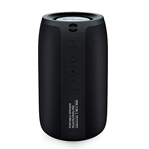 Bluetooth Speakers,MusiBaby Speaker,Outdoor, Portable,Waterproof,Wireless Speaker,Dual Pairing, Bluetooth 5.0,Loud Stereo,Booming Bass,1500 Mins Playtime for Home,Party,Gifts(Black)