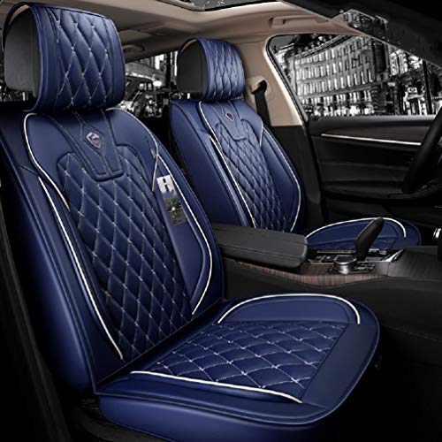 Saienno ZFL01 Luxury Leather Car Seat Covers Front & Rear Seat Protector Fit Sedan & SUV 5 Seats Full Set Universal Fit (Blue)