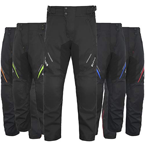 All Season Motorcycle Pants Men Motocross Offroad Overpants Touring Adventure Dual Enduro Waterproof CE Armor (Black, Waist 32