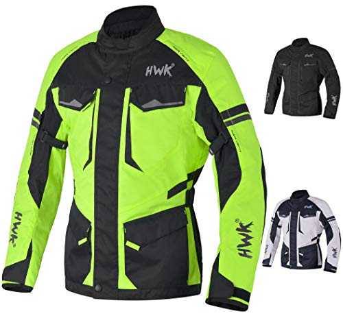 HWK Motorcycle Jacket for Men Adventure/Touring with Cordura Textile Fabric for Motorbike Riding and Impact Protection Armor