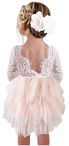 2Bunnies Girl Peony Lace Back A-Line Tiered Tutu Tulle Party Flower Girl Dress