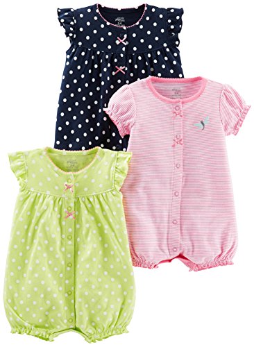 Simple Joys by Carter's Baby Girls' Snap-Up Rompers, Pack of 3