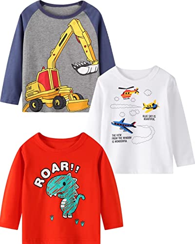 ALI SEA Boys Long Sleeve Shirts Kids Cotton Fall Top Crewneck Clothes 2-7 Years