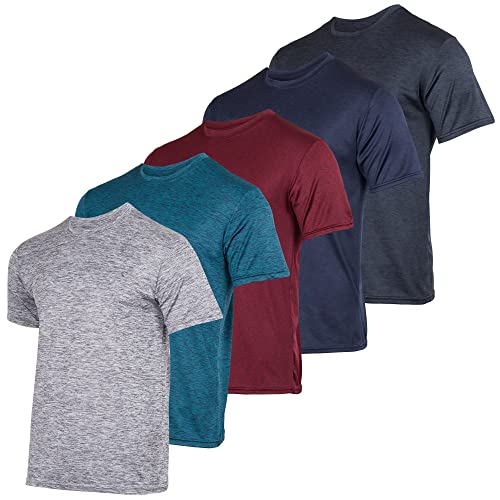 5 Pack: Youth Dry-Fit Moisture Wicking Active Athletic Performance Short-Sleeve T-Shirt Boys & Girls