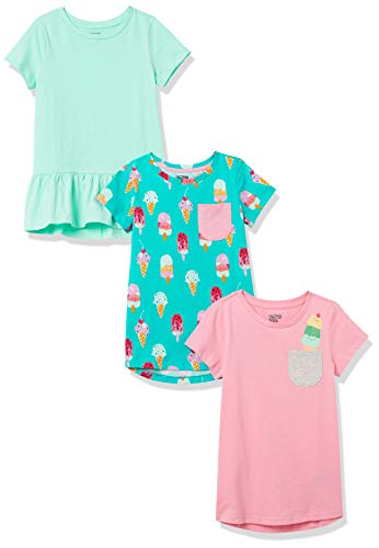 Spotted Zebra Girls and Toddlers' Short-Sleeve and Sleeveless Tunic Tops, Multipacks