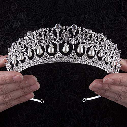 CROWN GUIDE Crystal Rhinestone Queen Bride Tiara Crown for Women Girls Headdress Vintage Bridal Birthday Prom Wedding Tiaras and Crowns Hair Jewelry Accessories Silver