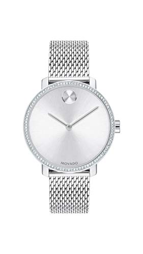 Movado Bold Shimmer Women's Swiss Quartz Stainless Steel and Mesh Bracelet Casual Watch, Color: Silver (Model: 3600655)