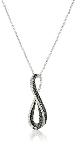 Amazon Collection Sterling Silver Black and White Diamond Infinity Pendant Necklace (1/3 cttw), 18