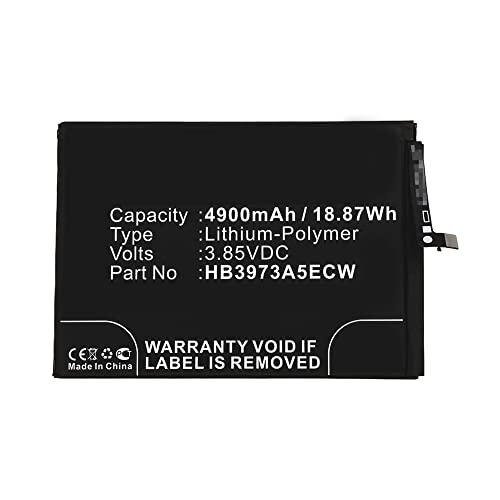 Synergy Digital Cell Phone Battery, Compatible with Huawei Mate 20 X Cell Phone, (Li-Pol, 3.85V, 4900mAh) Ultra High Capacity, Replacement for Huawei HB3973A5ECW Battery