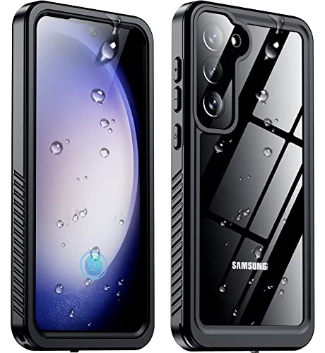 Temdan for Samsung Galaxy S23 Case,Waterproof Built-in Lens & Screen Protector[Full Body Shockproof][12 FT Military Drop Proof][Dustproof][IP68 Underwater] Case for Galaxy S23 5G 6.1’’-Black/Clear