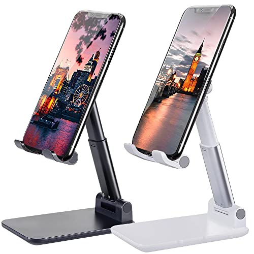 Meetuo 2 Pcs Cell Phone Stand, Adjustable Angle Height Phone Stand for Desk, Fully Foldable/Portable Phone Holder, Compatible for iPhone 14/13/12/Smartphones