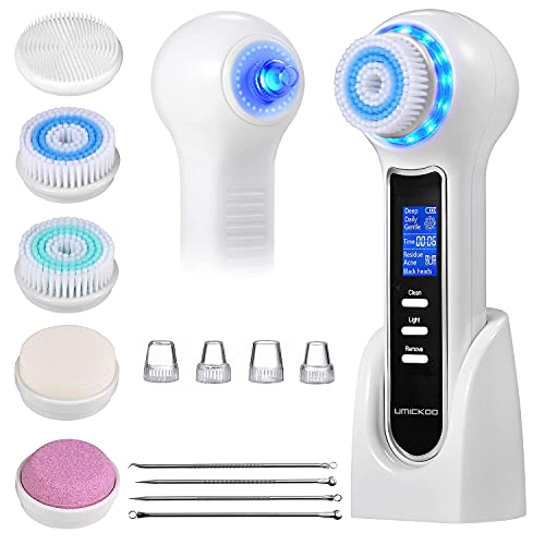 UMICKOO Blackhead Remover Vacuum,Rechargeable Facial Cleansing Brush with LCD Screen,IPX7 Waterproof 3 in 1 Facial Cleaner for Exfoliating, Massaging and Deep Pore Cleansing