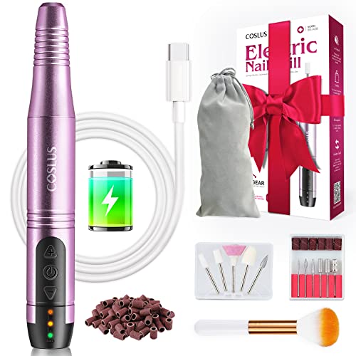 Cordless Nail Drill Electric File: Professional for Acrylic Gel Dip Powder Nails Portable Nail Drill Machine Kit for Manicure Pedicure Nail Dremel Set with Everything Rechargeable Lightweight