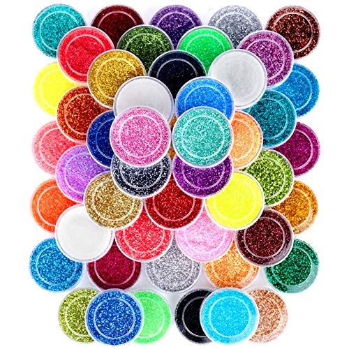 48 Colors Nail Glitter Set, FANDAMEI 48 Boxes 5g Nail Art Glitter, Fine Glitter Powder for Eyeshadow, Cosmetic, Arts, Crafts, Decoration. Body Glitter, Face Glitter for Festival, Makeup, Halloween