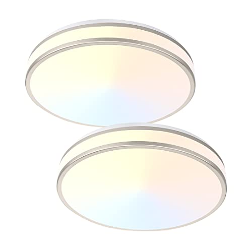 kadision LED Flush Mount Ceiling Light with BN Finish, 3CCT (3000K/4000K/5000K), 1600lm Dimmable Flush Mount Light Fixture 13”, ETL Listed (2 Pack)