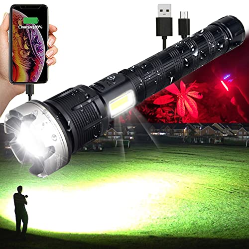 Rechargeable Flashlights High Lumens 2000000 Zoomable 2021 Best Floodlight Spotlight Strobe Light Lanterns World's Brightest Flashlight for Outdoor Emergencies Camping Fishing Power Outage Cars