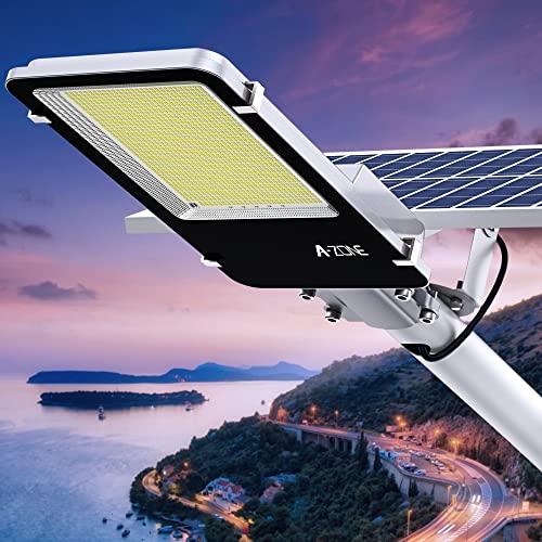 A-ZONE 1200W Solar Street Lights Outdoor Waterproof, 120000LM High Brightness Outdoor LED Street Light Dusk to Dawn, LED Wide Angle Lamp with Remote Control, for Parking Lot, Yard, Stadium, Plaza