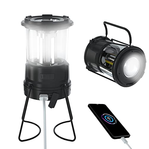 LED Camping Lantern for Power Outages: 3000mAh Solar Rechargeable Lantern with AA Battery Powered Option & USB Charging Port, Emergency Lamp Flashlight for Home Electric Failure & Hurricane