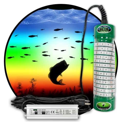 Green Blob Outdoors Multi-Color Fishing and Pool Light (Includes Red, Green, Blue, Yellow, White, Orange, Purple & More) Underwater, with 30ft Cord, LED, Fish Attractor, (7,500 Multi-Color)