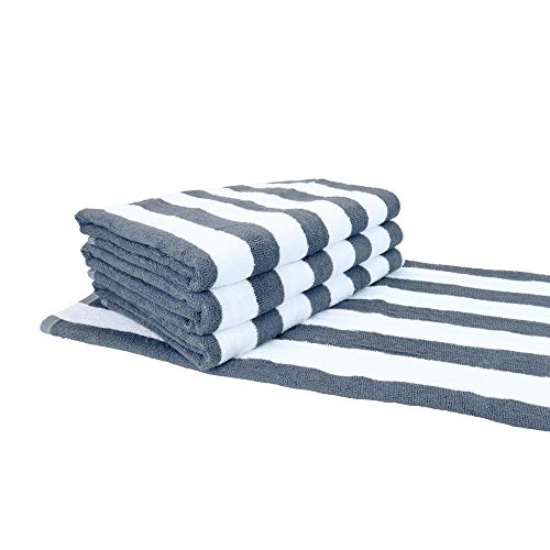 Arkwright Cabana Pool Beach Towel - 100% Ring Spun Cotton Large Soft Quick Dry Bath Towels Perfect for Hotel, Swim, Bathroom Tub, and Camping, 30 x 60 (Pack of 4), Grey