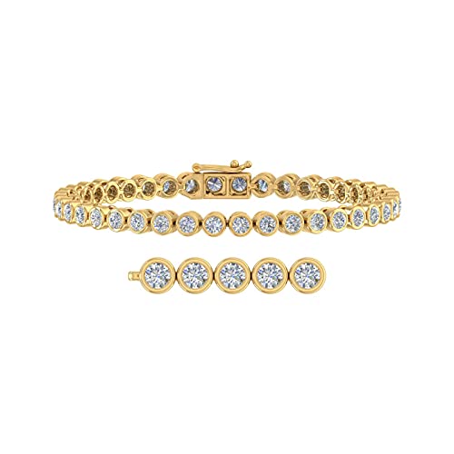 5 Carat Bezel Set Diamond Tennis Bracelet in 10K Gold (7.5 Inch)