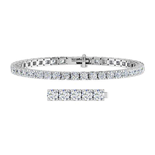 18k White Gold 12 1/2Ct T.W. Certified Diamond Tennis Bracelet Round-Cut Lab Grown Women's 7