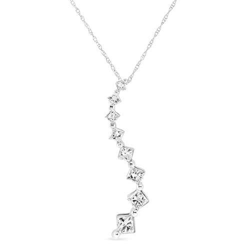 Haus of Brilliance 14K White Gold 2.00 Cttw Princess-cut and Baguette-Cut Diamond Journey 18