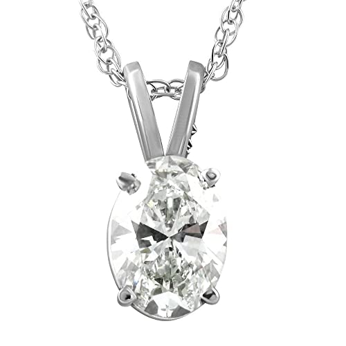 I/SI2 2.10Ct Certified Oval Diamond Pendant 14k White Gold Lab Grown Necklace