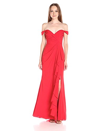 Badgley Mischka Women's Off The Shoulder Ruffle Skirt Gown