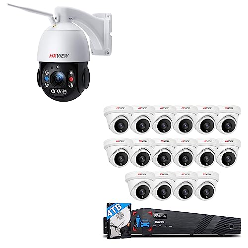 HXVIEW Security Camera Outdoor Bundle with 30X Optical Zoom Camera, 4K 8MP POE Security Camera System, AI Human Vehicle Detection